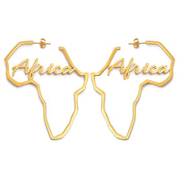 Anniyo 11cm/7cm Africa Map Stud Earrings Stainless Steel Large Hyperbole Big Earrings Ethnic Jewelry  #131421
