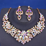 Fashion Crystal Rhinestine Necklace Earring Sets Wedding Hair Accessories For Women Bride