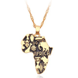 African Art Paint Map Pendant Necklaces Hip Hop Jewelry Accessories Neck Chain African Map Necklace for Ethnic Jewellery Gift