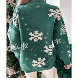Christmas 2025 Women's Knitted Sweater Snowflake Warm Thicken Jacquard Jumper Oversized Knitwear Full Sleeve Pullovers Xmas Look