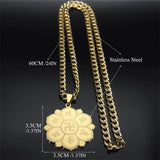 Buddhist Scripture Mantra Om Mani Padme Hum Necklace for Men Women Stainless Steel Gold Color Necklaces Jewelry Gifts N2665-1S05