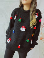 Handmade Decorative Christmas Sweaters Women Fashion Cute O Neck Long Sleeve Knitted Pullover Sweater Female Autumn Winter New