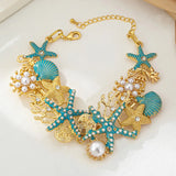Ocean-style Necklace,Bracelet Decorated with Shells, Starfishs and Imitation Pearls for Women Girls Hot Sale 2025 New Style