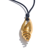 Yhpup 2024 Summer Stainless Steel Metal Conch Shell Leather Pendant Necklace for Women Statement Daily Gold Color Charm Jewelry