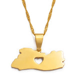 Anniyo El Salvador Map Pendant Necklace for Women/Men Gold Color Jewelry Map of El Salvador Necklaces #004921