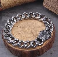 Never Fade Stainless Steel Vikings Bracelets For Men Blank Color Punk Curb Cuban Link Chain Bracelets with gift wooden box