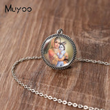 2023 New Arrival Fashion Painting India Shiva Ganesha Hindu God Glass Dome Antique Pendant Handmade Jewelry Vintage Necklaces