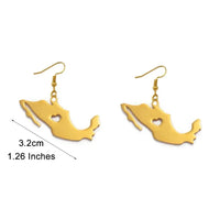 Anniyo Heart Mexico Map Earrings for Women Gold Color Jewelry Maps #004821E