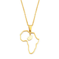 Anniyo South Africa and Africa Maps Together Pendant Necklaces for Women Men Stainless Steel Jewelry South African @298521
