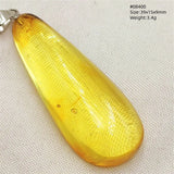 Natural Insect Amber Water Drop Pendant Flower Yellow Amber Insect Necklace Baltic Women Men Jewelry Stone AAAAAAA