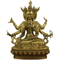 Copper Dignified Buddha Mother Bodhisattva Statue Piece Longevity Three Bronze Sculptures Statues