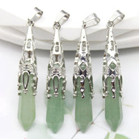 16pcs Crystal Pendulum for Divination Dowsing Natural Gem Stone Amethyst Hexagon Pendant For DIY Jewelry Making Necklace Pendant