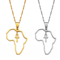 Anniyo Egyptian Cross Ankh Symbol Pendant Necklaces Women Girls Africa Map Jewelry Egypt Hieroglyphs Nile Key @177721