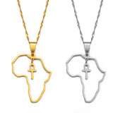 Anniyo Egyptian Cross Ankh Symbol Pendant Necklaces Women Girls Africa Map Jewelry Egypt Hieroglyphs Nile Key @177721