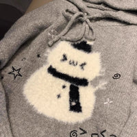 American cute cartoon bear hooded sweater female autumn and winter Christmas atmosphere relaxed lazy soft waxy sweater top.