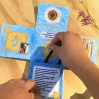 Handcrafted Pocket Devotional - Faith Edition Cross-Shaped Fabric Pouch Sewing Pocket Devotional with Cross Saint Images Prayers