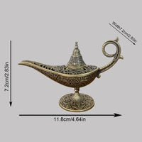 Durable Antique Style Incense Burner Air Purification Metal Aroma Furnace Gifts Wishing Aladdin Lamp Home Decor