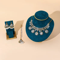 Luxury Gold Color Round Crystal Jewelry Set Vintage Earring Necklace Forehead Headdress Dubai Bridal Wedding Jewelry Accessories