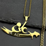 YA ALI Islamic Imam Ali Zulfiqar Sword Pendant Necklace for Women Men Stainless Steel Gold Color Quran Amulet Chain Jewelry