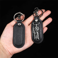 PU Leather Keychain Saint Christopher Charm Pendant Men Antique Bronze Plated Hook Keychain Car Keychain