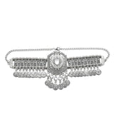Ethnic Statement Collar Necklace for Women Choker Bohemian Vintage Hollow Geometric Crystal Rhinestone Beads Coin Tassel Jewelry