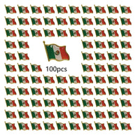 100 Pack Metal Mexico Flag Lapel Pin Waving Mexican Pins Souvenir Friendship Patriotic Brooches Bulk souvenir Series