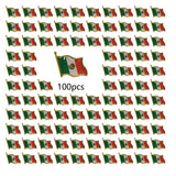 100 Pack Metal Mexico Flag Lapel Pin Waving Mexican Pins Souvenir Friendship Patriotic Brooches Bulk souvenir Series