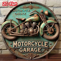 2D Vintage Round Aluminum Sign - Retro Metal Tin Sign - Motorcycle Rustic Metal Wall Art ,Room Decor Gift For Motorcycle