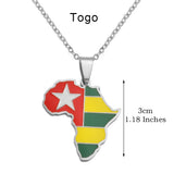 Anniyo 3CM Hip-hop Africa Map Pendant Necklaces Stainless Steel Algeria Morocco Egypt Tunisia Libay Jewelry #316621