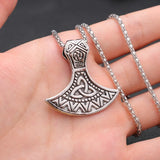 Trendy Retro Crow Prairie Wolf Double Sided Viking Tomahawk Pendant Necklace Charm Men's Necklace Metal Accessorie Party Jewelry