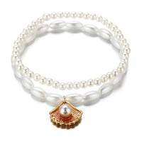 2025 Simple Artificial Pearl Scallop Shell Pendant Anklet Creative Retro Footwear Beach Ankle Bracelet Accessories
