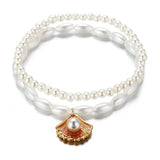 2025 Simple Artificial Pearl Scallop Shell Pendant Anklet Creative Retro Footwear Beach Ankle Bracelet Accessories