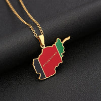 2024 New fashion stainless steel Afghanistan map necklace for men and women geometric titanium steel pendant ethnic style collar