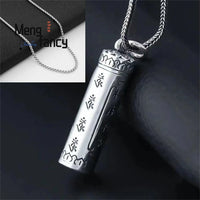Vintage Ethnic Style Sterling Silver Simple Fashion Shurangama Mantra Buddha's Hand Wu Box Pendant Mascot Exquisite Holiday Gift