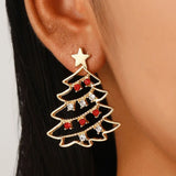 Christmas Colored Zircon Christmas Tree Simple and Fashionable Women's Earrings Creative Jewelry Holiday Gift