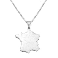 Anniyo Française Map Pendant Necklaces for Women Girls France French Jewelry Stainless Steel #320801