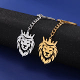 2024 New fashion cut titanium steel chain keychain Lion King Pendant Hip Hop punk style stainless steel animal keychain