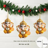 Cute Garnesh Pendant Keychain Retro Ganish 2D Flat Acrylic Ornament Charm Hanging Decoration for Car Bag Festive Home Party Gift