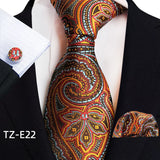Royal Striped Paisley Ties For Men Luxury 8cm Necktie Pocket Square Cufflinks Gift Set Jacquard Weave Tie Suit Accessories