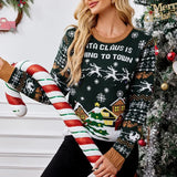 2025 Winter Christmas Women's Knitted Sweater All Over Print Female Knitwear Full Sleeve O Neck Warm Soft Jumper Xmas Look Wear