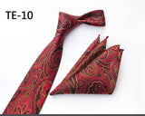 Royal Striped Paisley Ties For Men Luxury 8cm Necktie Pocket Square Cufflinks Gift Set Jacquard Weave Tie Suit Accessories
