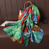 Soft Large Size Silk Scarf Women's Fashionable Lightweight Luxury Spring Autumn Popular New Style Simulation Silk Shawl