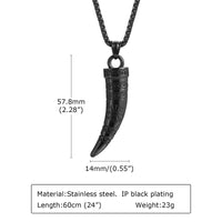 Cool Punk Viking Horn Necklaces for Men, Waterproof Stainless Steel Norse Celtic Knots Compass Pendant Collar, Amulet Gifts