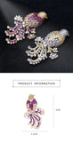 SUYU National Style Retro Color Copper Inlaid Cubic Zirconia Animal Suit Jacket Gift Accessories Female Magpie Brooch