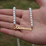 Pearl Hindi Name Necklace Personalized Jewelry Custom Sanskrit Name Necklaces for Women Stainless Steel Jewelry Gift