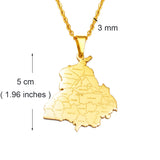 Anniyo 5CM Charm, India Punjab State Map Pendant Necklace Jewelry Stainless Steel @302021