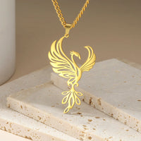 Dawapara Mythological Animals Phoenix Necklace Powerful Totem Celtics Crescent Moon Protection Amulet Stainless Steel Jewelry