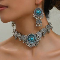 New Vintage Jewelry Sets Metal Beads Tassel Choker Necklace Earrings Set For Women Bijoux Statement Collar Necklaces Set