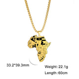 LIKGREAT Punk Africa Map With Flag Pendant Necklaces Stainless Steel Africa Countries Flags Necklace Chain for Women Men Jewelry