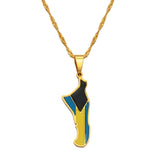 Anniyo Bahamas Andros Island Map and Flag Pendant and Chain Necklaces Jewelry for Women Girls #168521